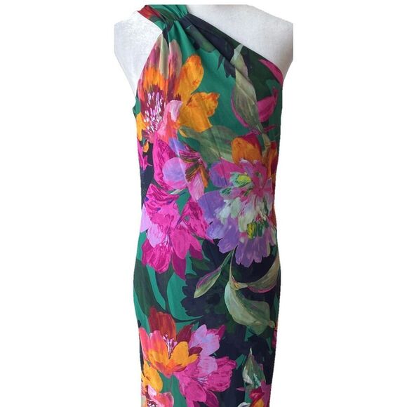 $198 Xscape Evenings Floral One-Shoulder Chiffon Gown Size 12 New - Picture 6 of 7
